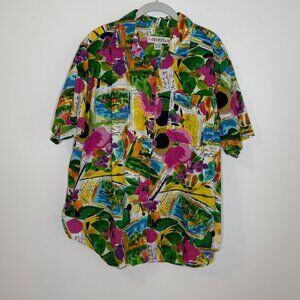 Venezia Women's 18/20 Worn to Perfection Colorful Short Sleeve Button‎ Up Top